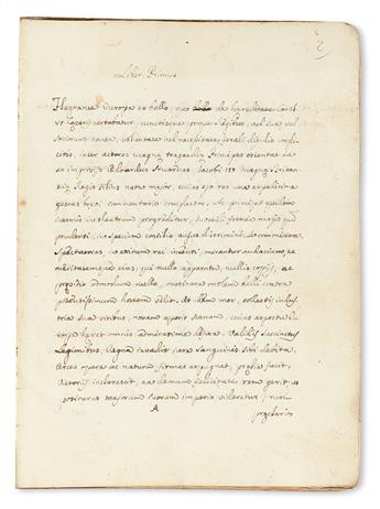 MANUSCRIPT.  Cordara, Giulio Cesare, S.J.  De [Caroli] Odoardi Stuardii . . . expeditione in Scotiam. Ms. in Latin on paper.